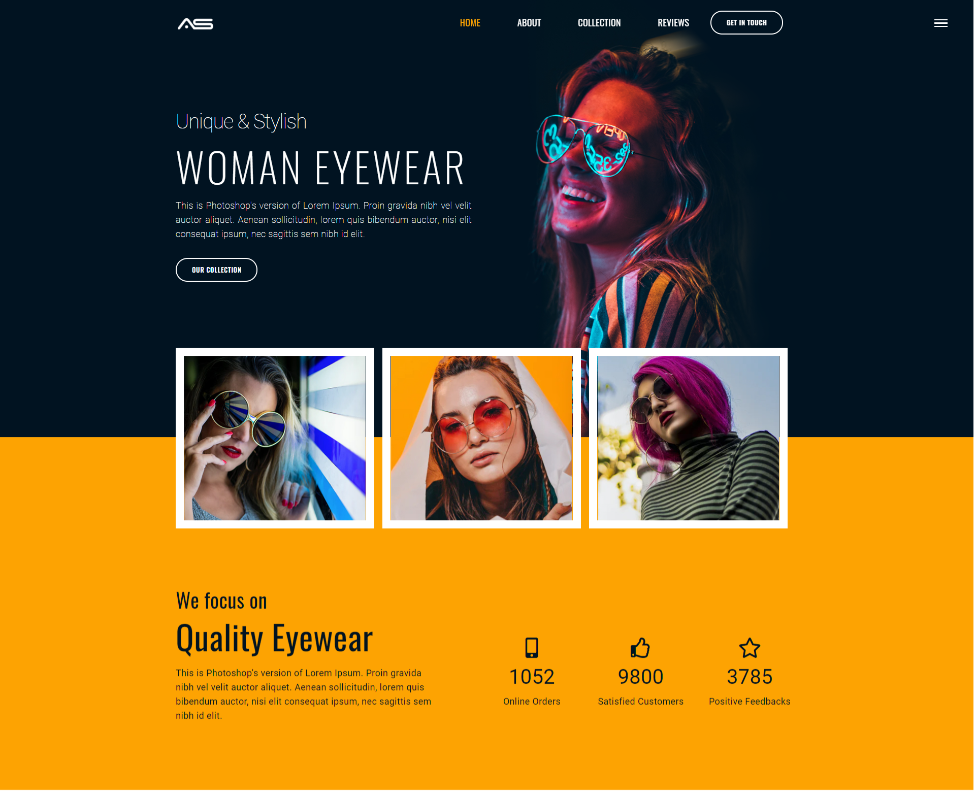 Jolly | eyewear html5 landing page template