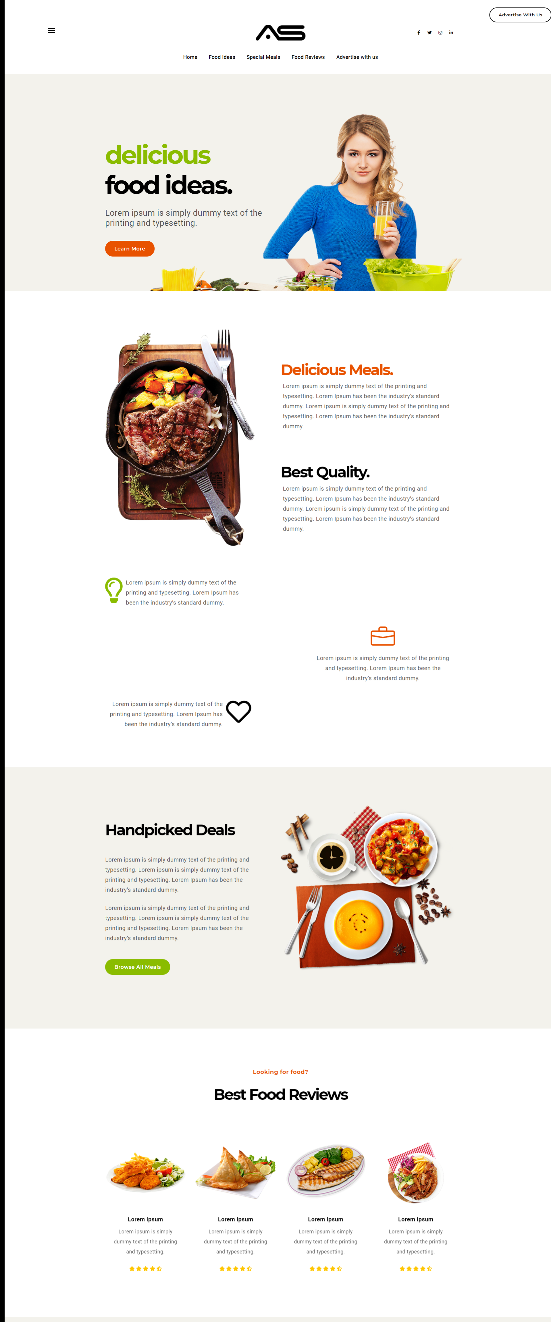 Mun | foodblog html5 landing page template
