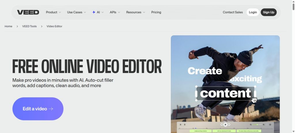 Veed screenshot | best online video editors free and premium | entheosweb Veed screenshot