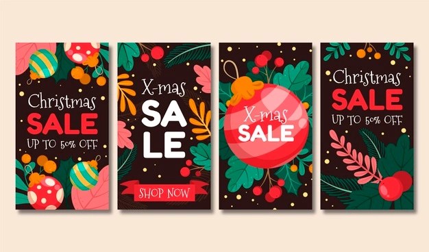 Christmas instagram stories collection templates   free vectors christmas instagram stories collection templates   free vectors