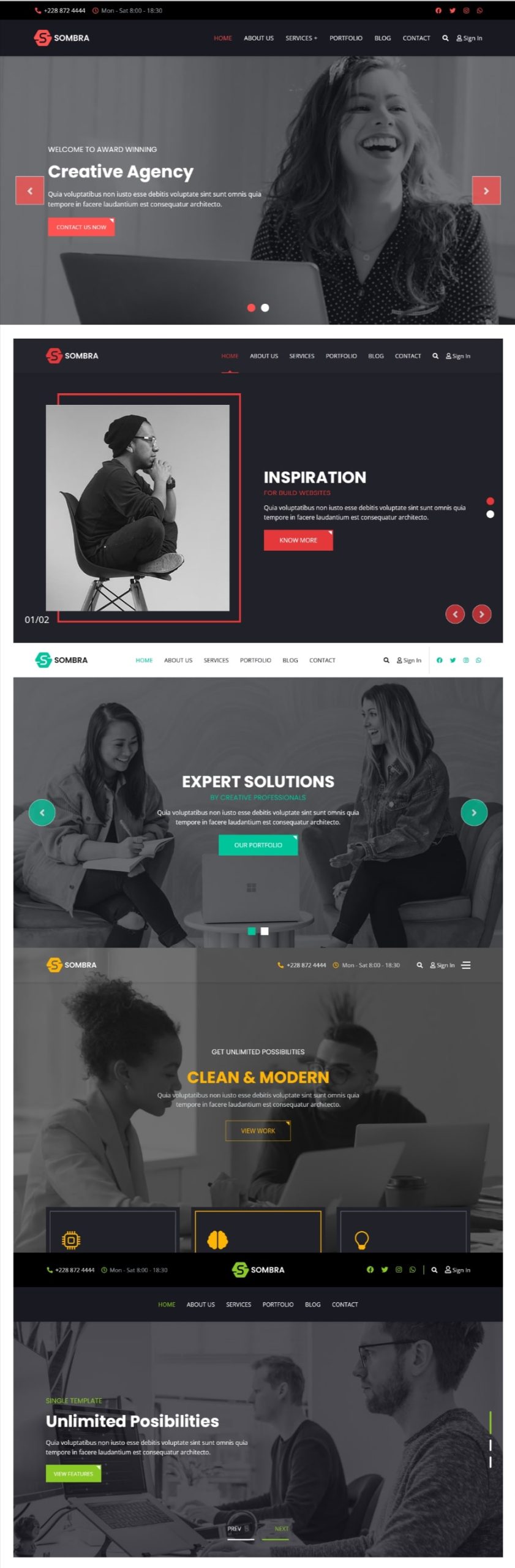 Sombra   black  color multipurpose joomla template   black and white website designs