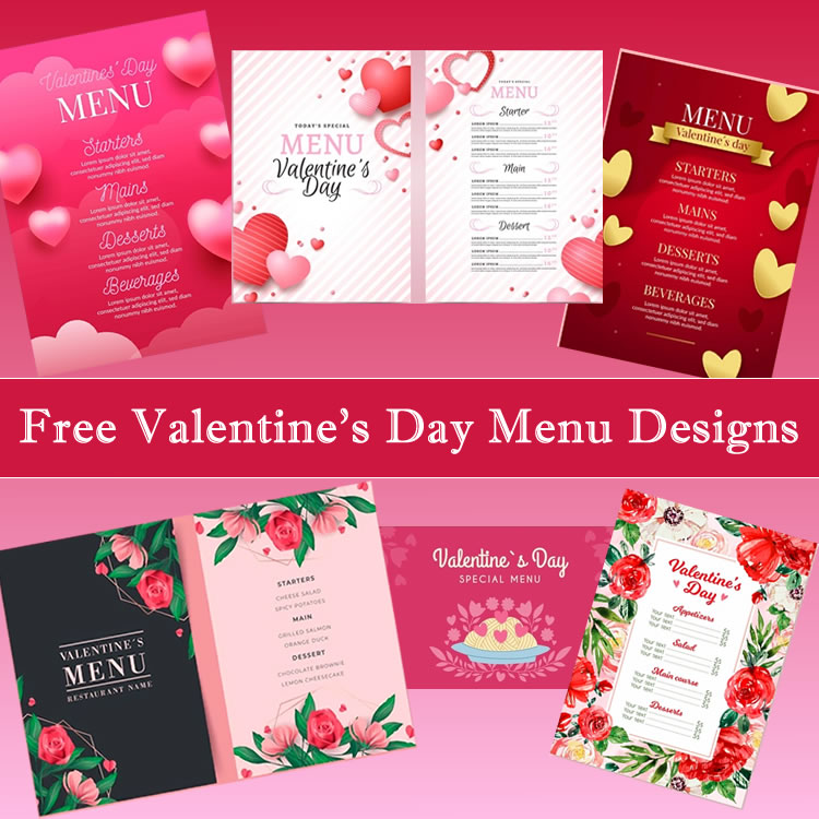 Free valentine's Day Menu Designs