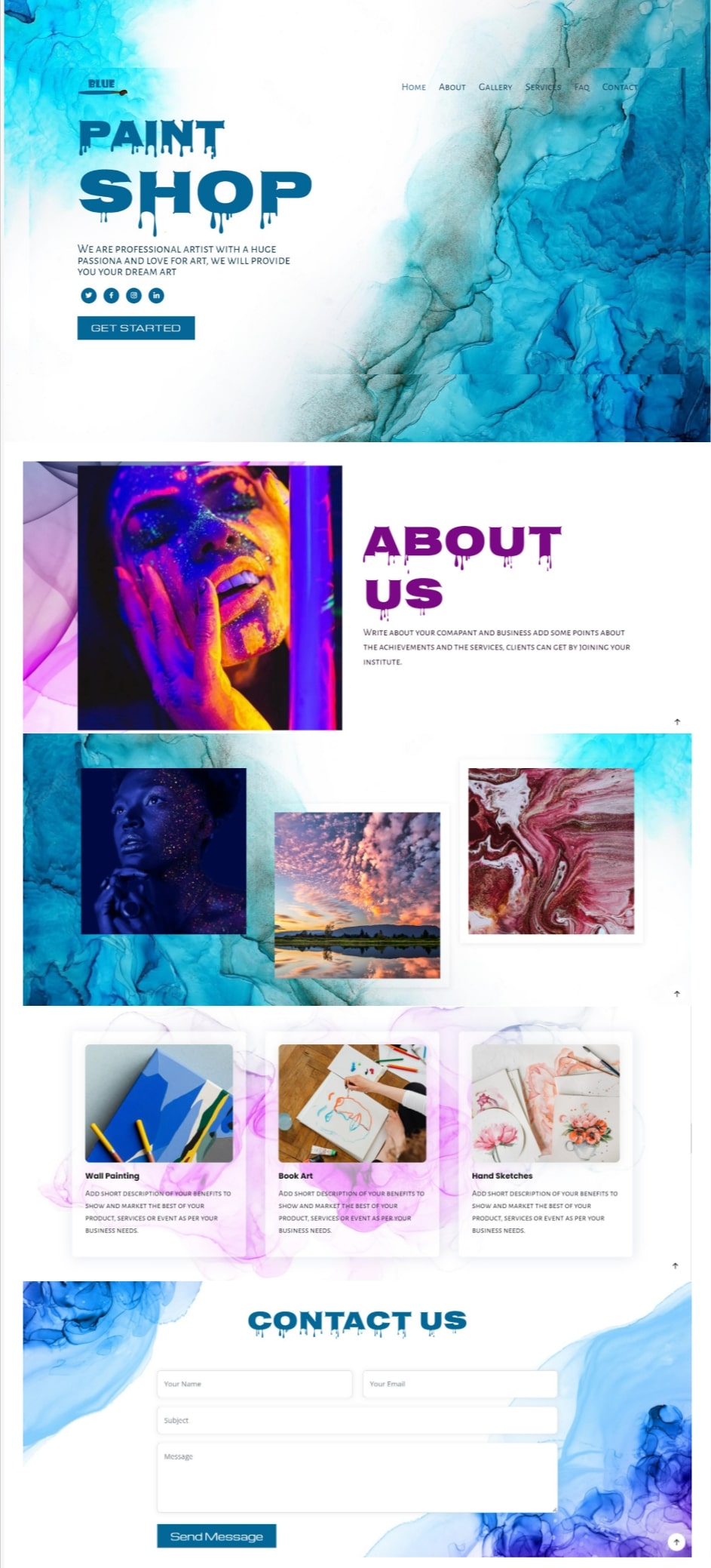 Blue  landing page template