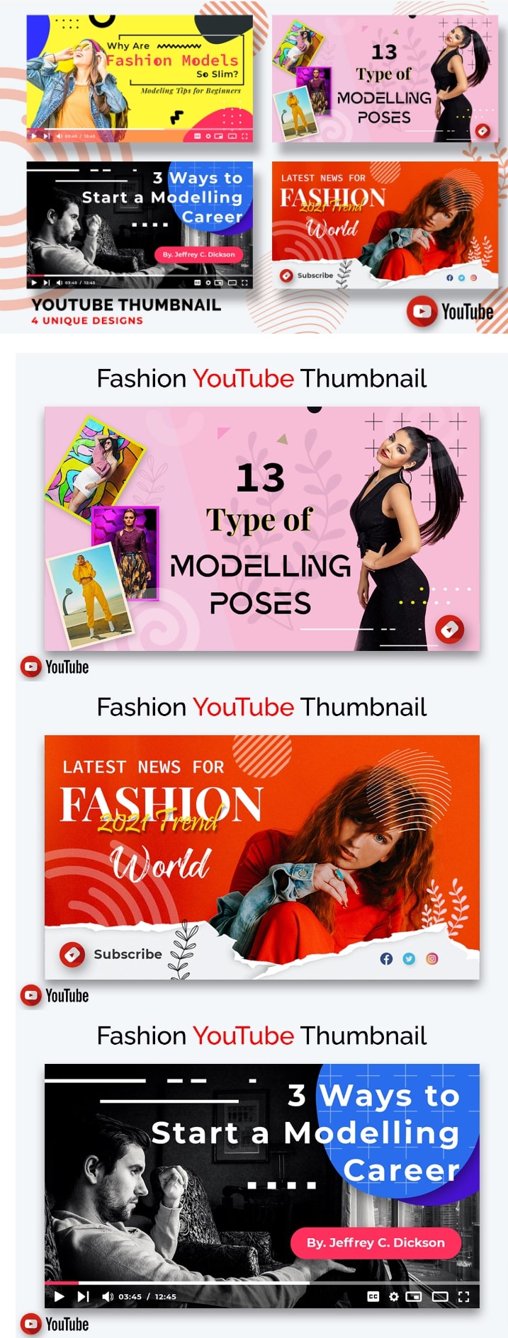 Fashion youtube thumbnails social media