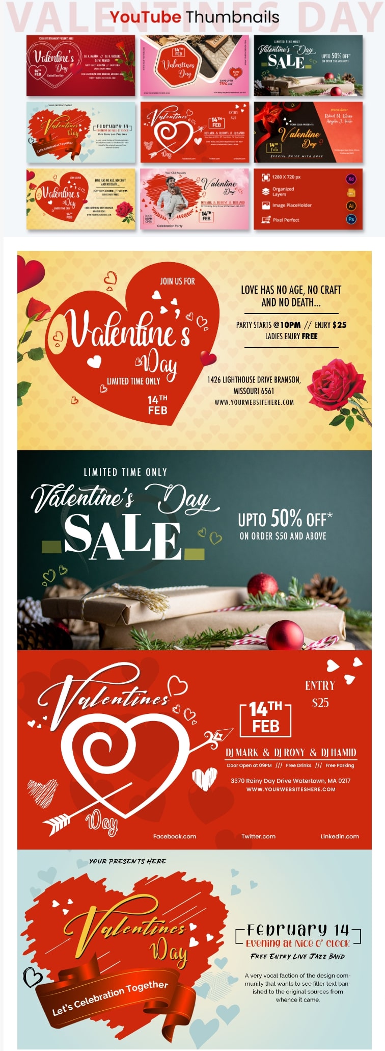 Valentine day party youtube thumbnails