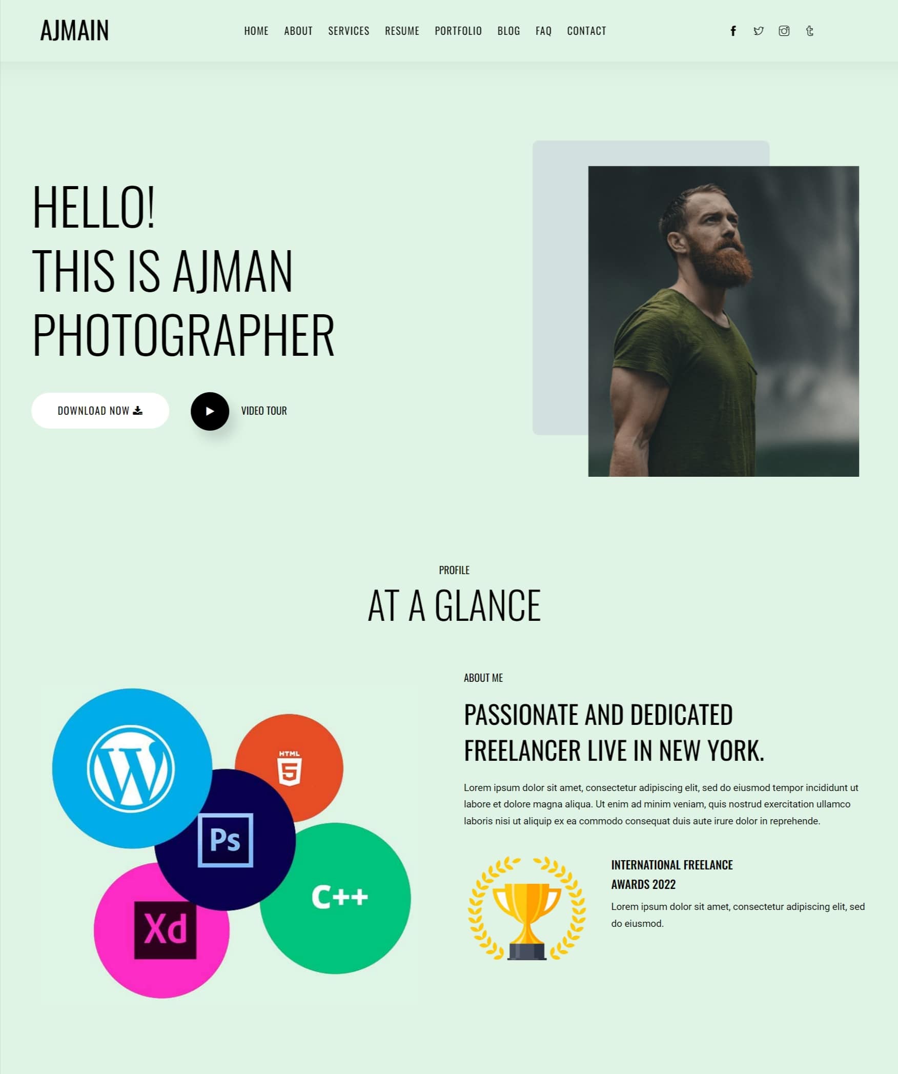 Ajman  personal portfolio wordpress theme