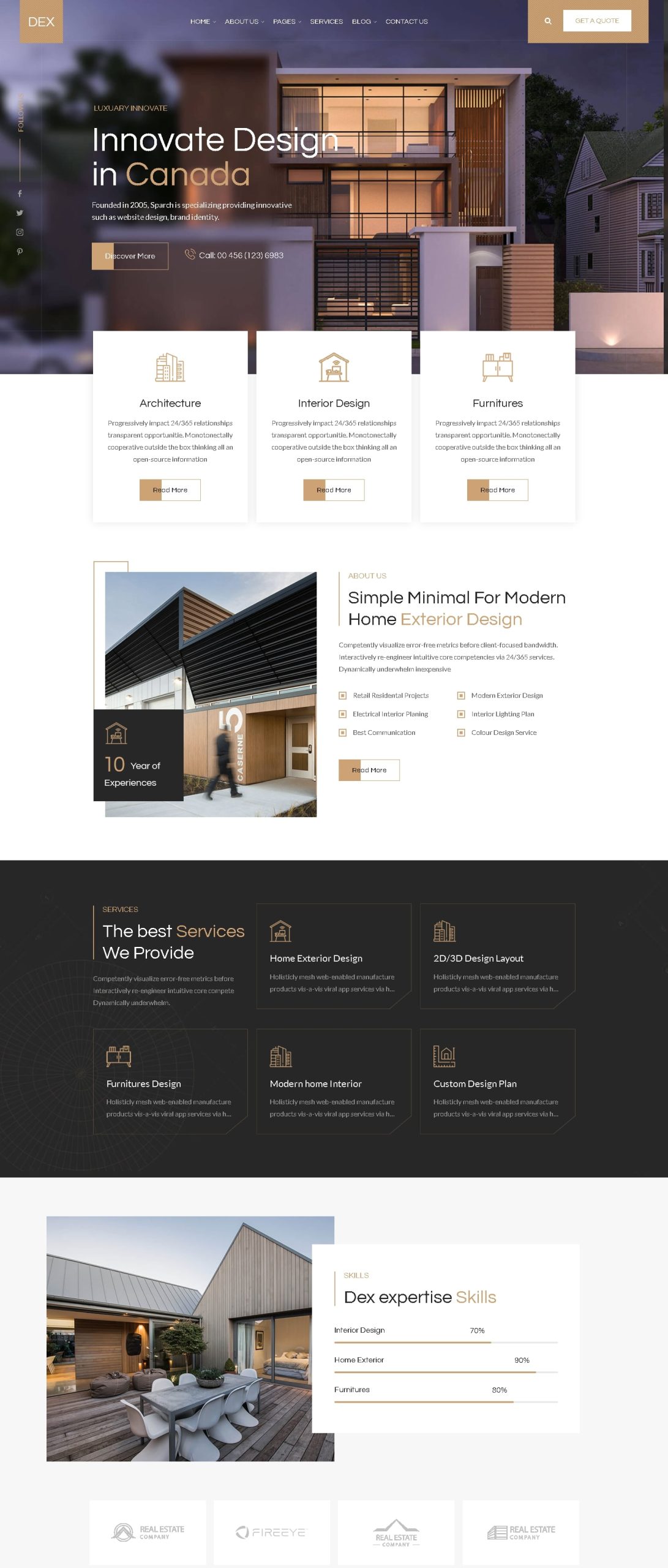 Dex   interior design  architecture wordpress theme