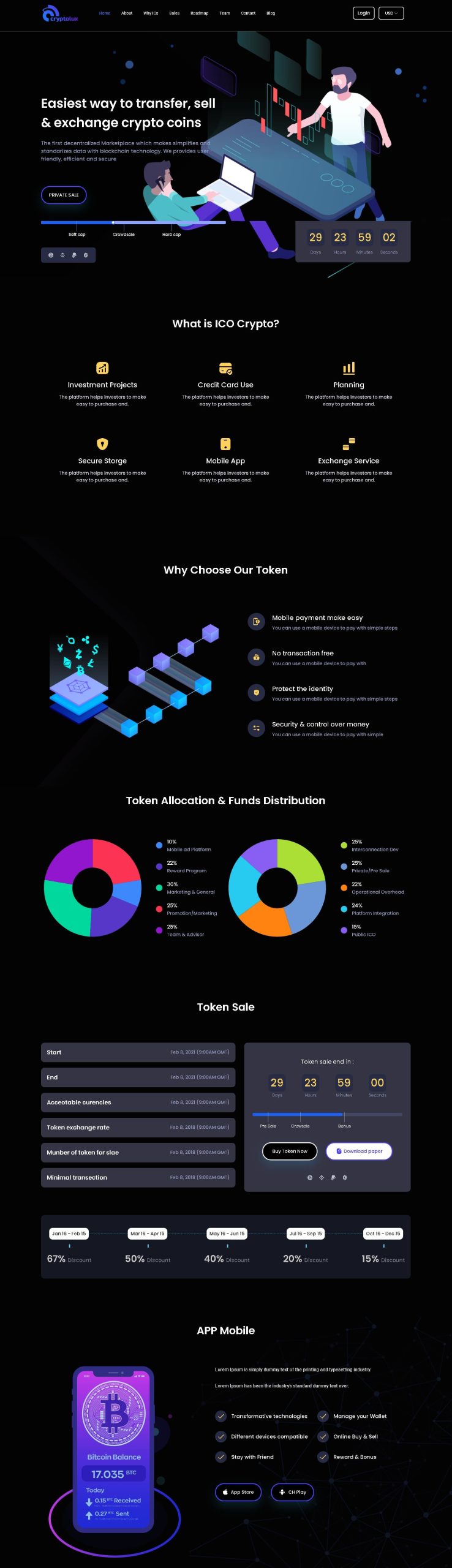 Cryptolux   ico  crypto landing page wordpress theme