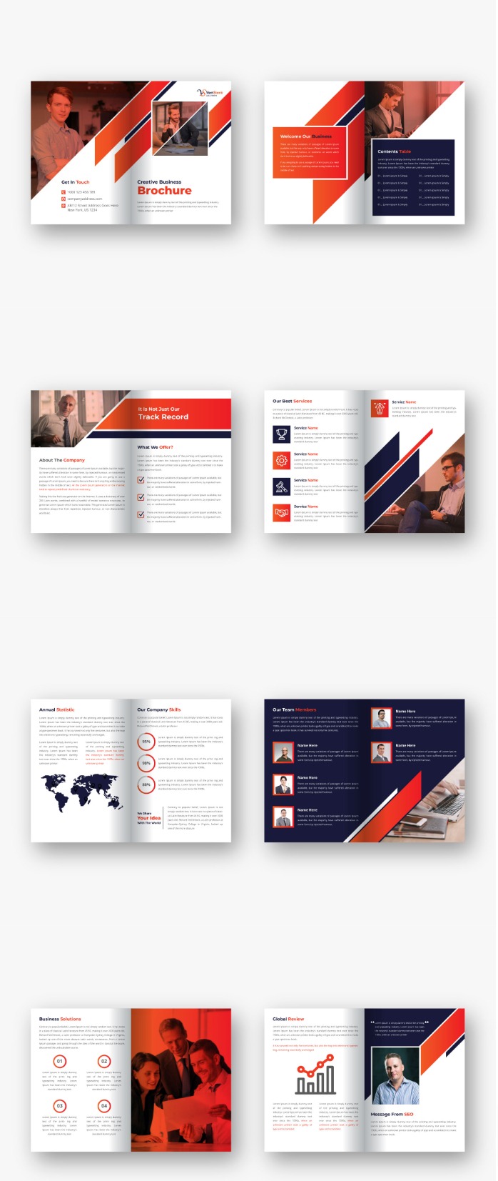16 pages business bi fold brochure template