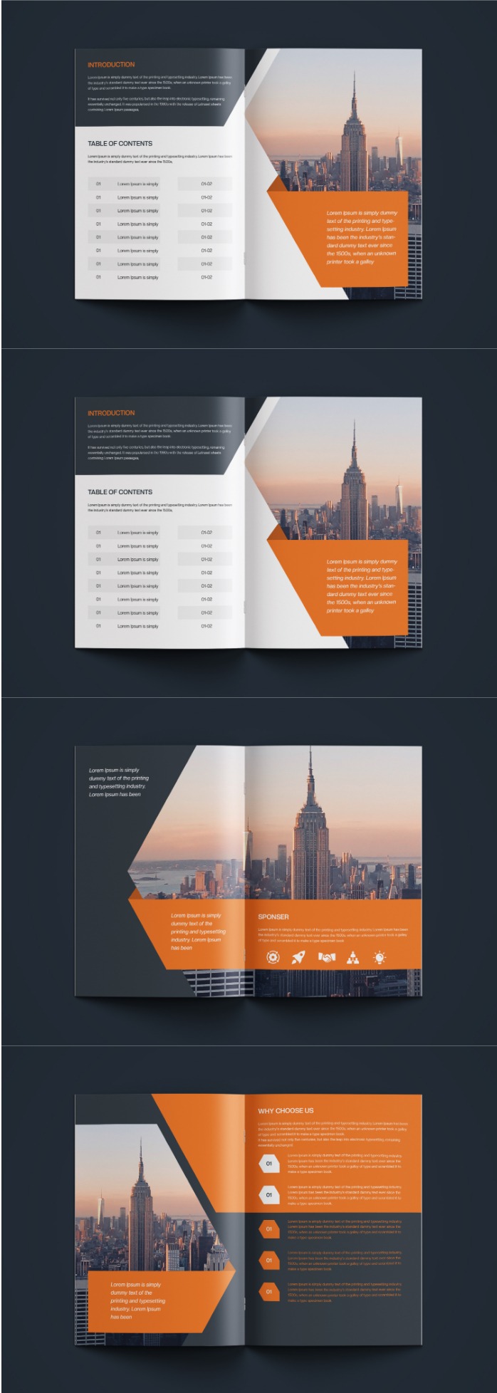 Company profile or visual identity 16 page brochure design premium vector