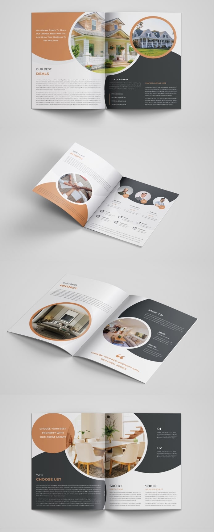 Corporate minimalist business bifold brochure template with simple style and modern layout