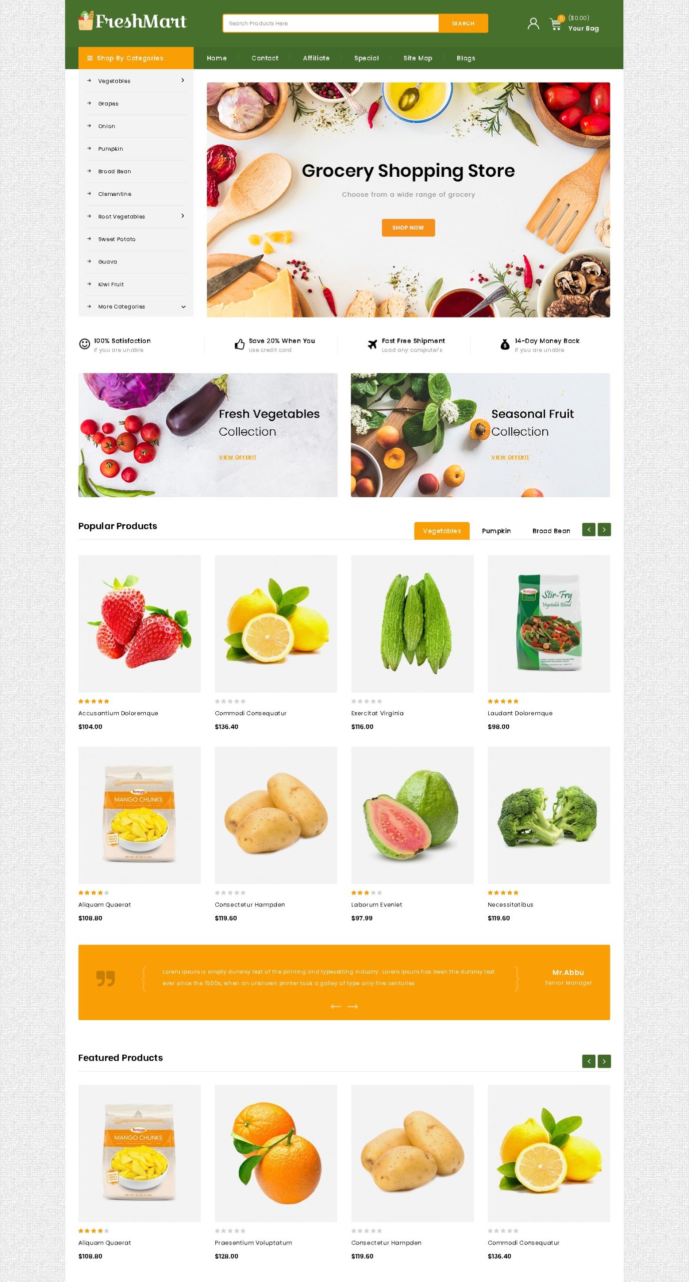 Freshmart   grocery store opencart template