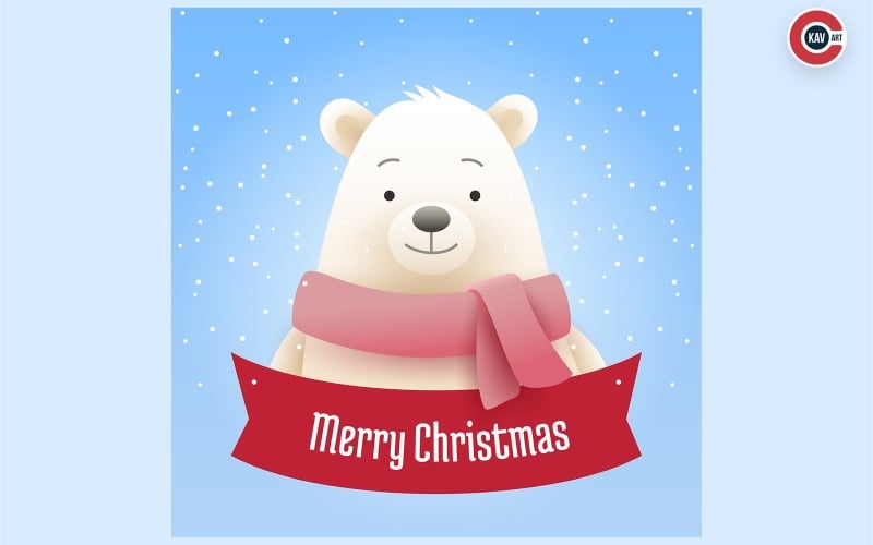 Christmas banner with bear with scarf and merry christmas text 00004 298095 original