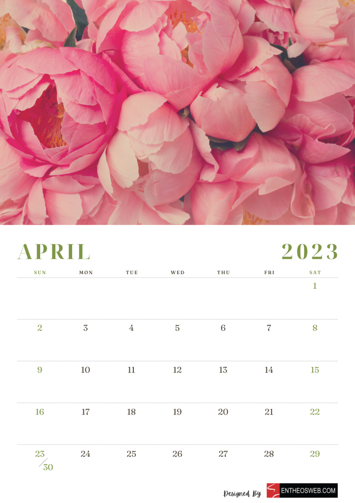 Floral 2023 calendar   april