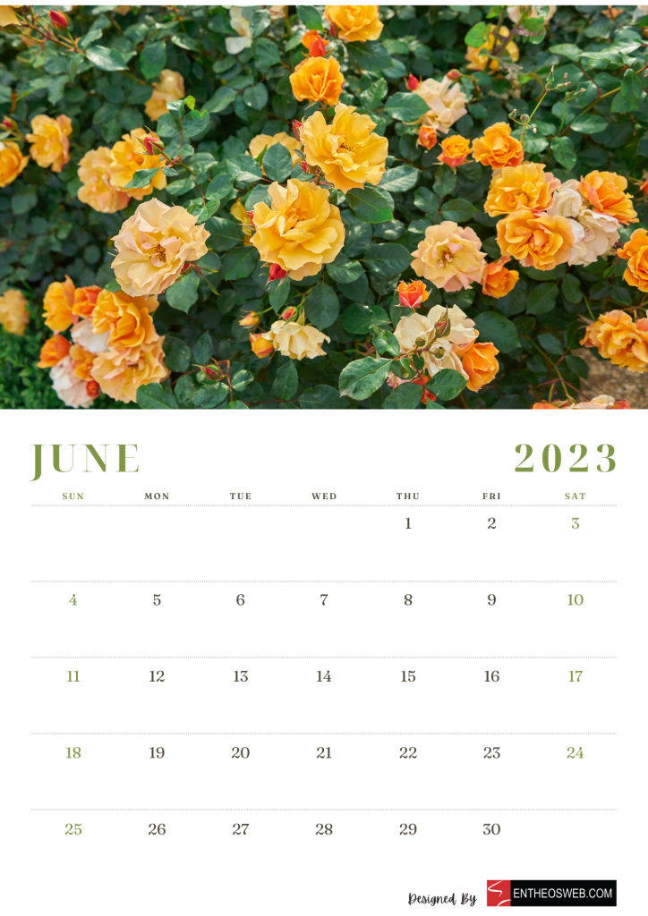 Floral 2023 calendar   june