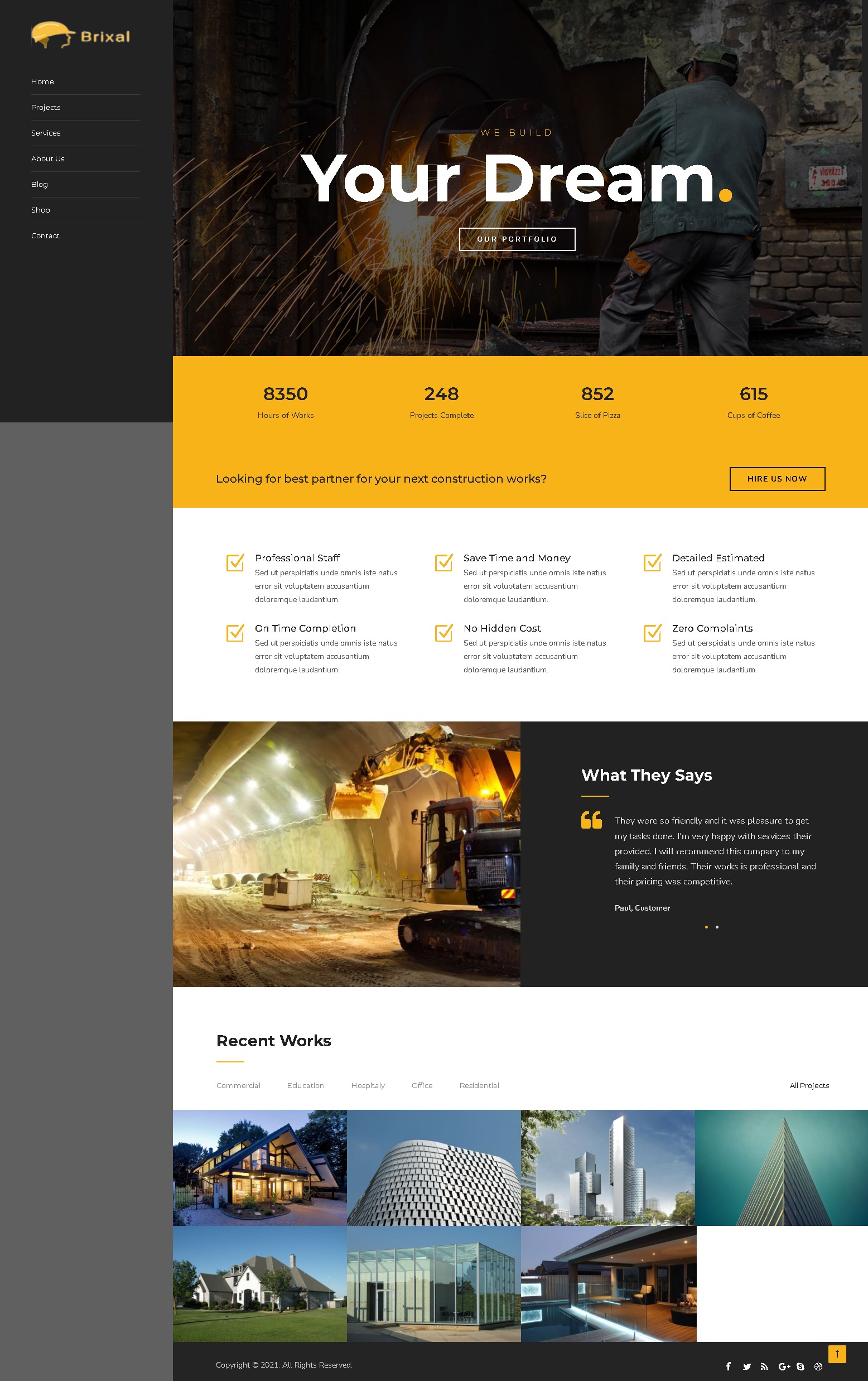 Brixal building construction html template