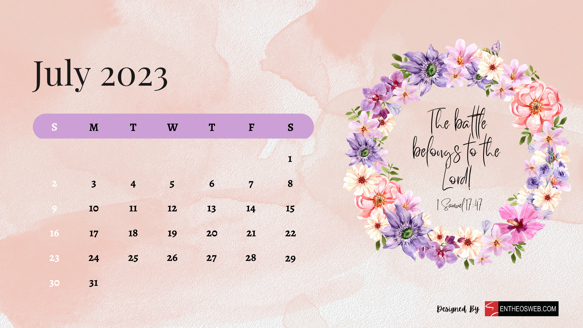 July 2023 Calendar Desktop Wallpaper | EntheosWeb