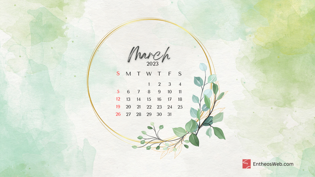 March Calendar Desktop Wallpapers 2026 | EntheosWeb — free download