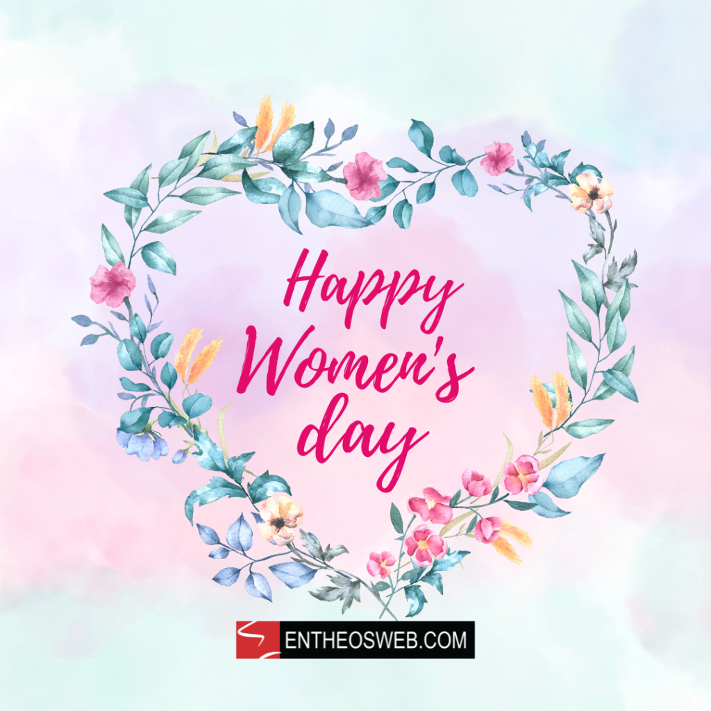 Happy womens day in a floral heart