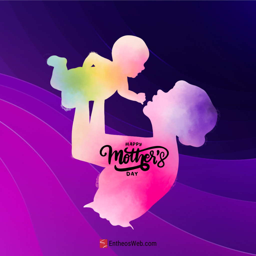 Creative mother and child watercolor   happy mothers day design