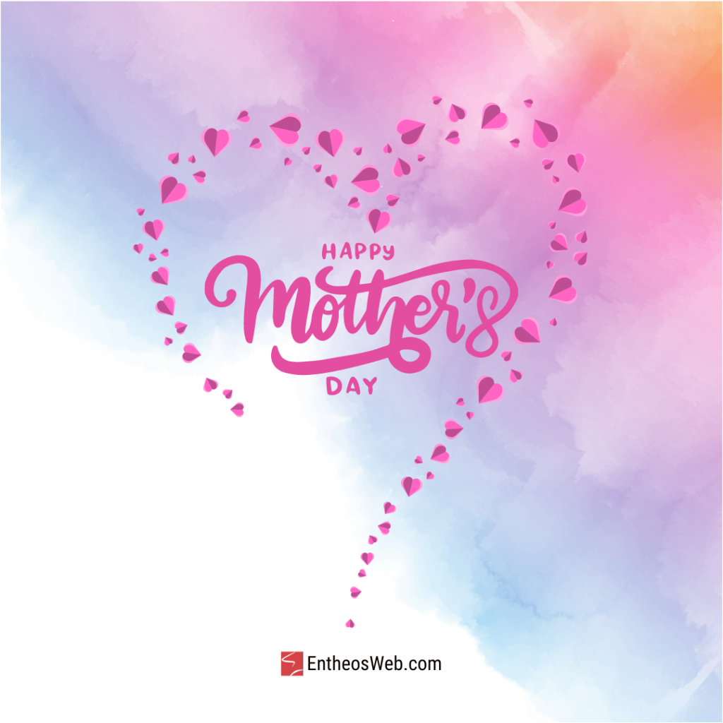 Happy mother s day   papercut hearts on watercolor background