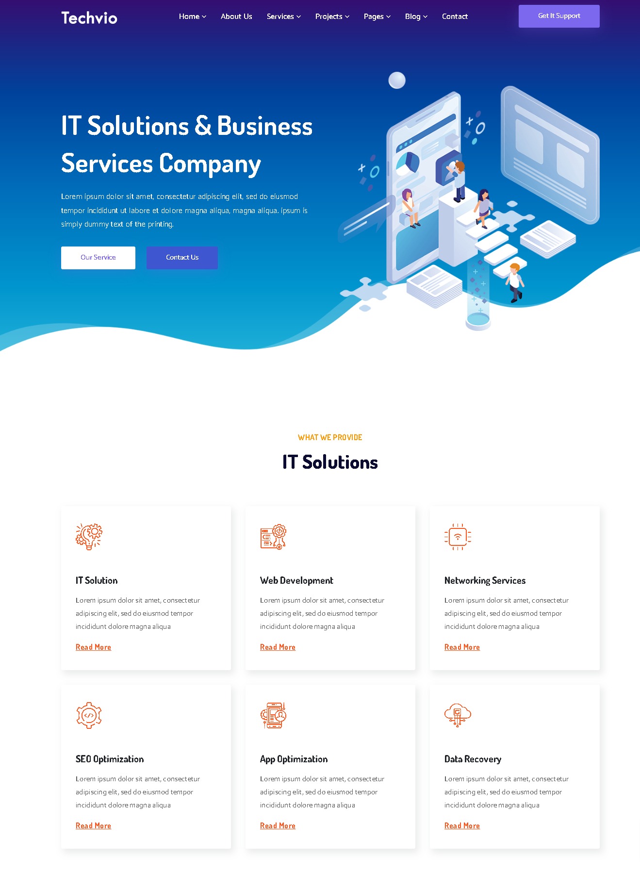 Techvio it solutions business services website template | Creative 3d Website Template Designs | Entheosweb Techvio it solutions business services website template