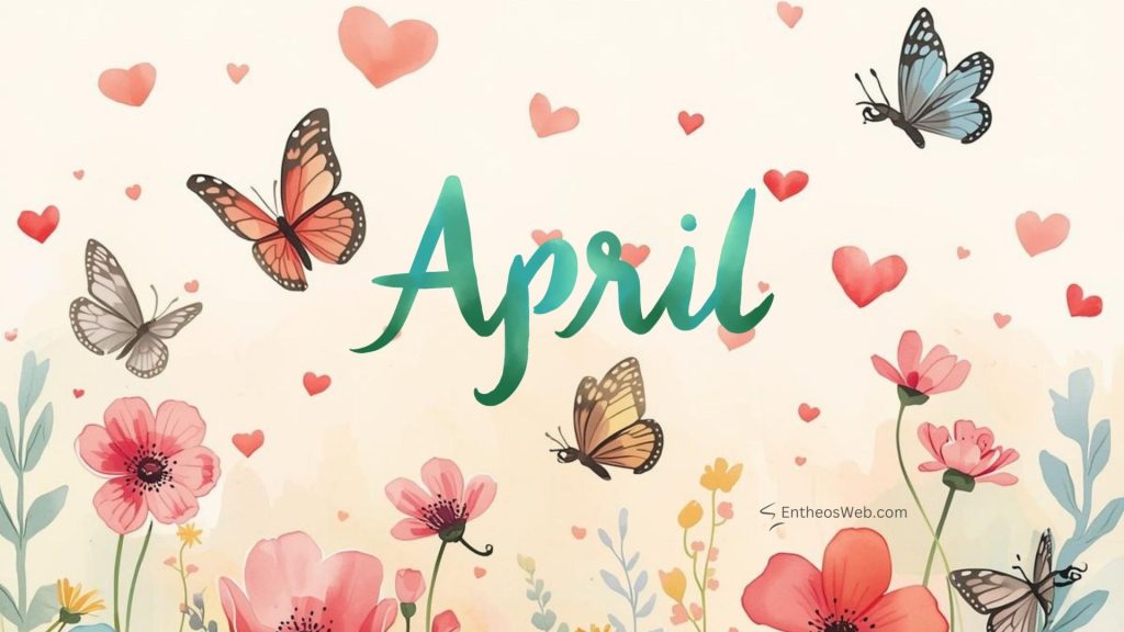 April desktop wallpaper butterflies hearts and flowers