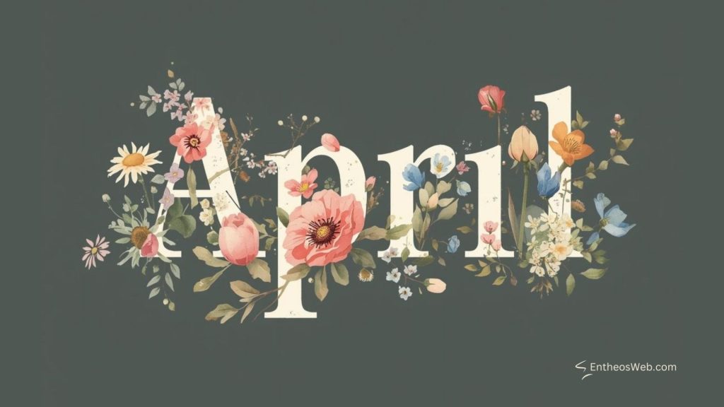 April desktop wallpaper floral typograhy
