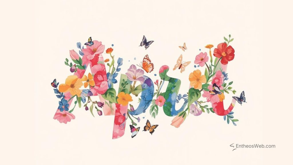 April desktop wallpaper floral typography
