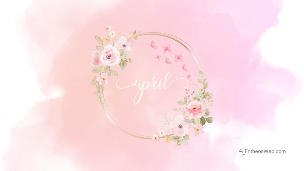 April desktop wallpaper pink flowers and butterflies