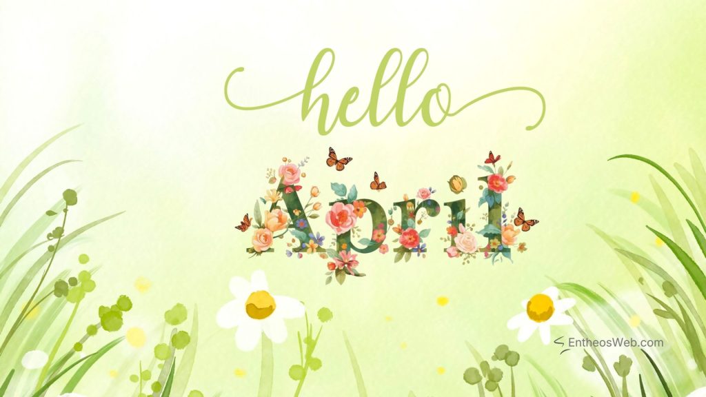 Hello april desktop wallpaper butteflies and flowers