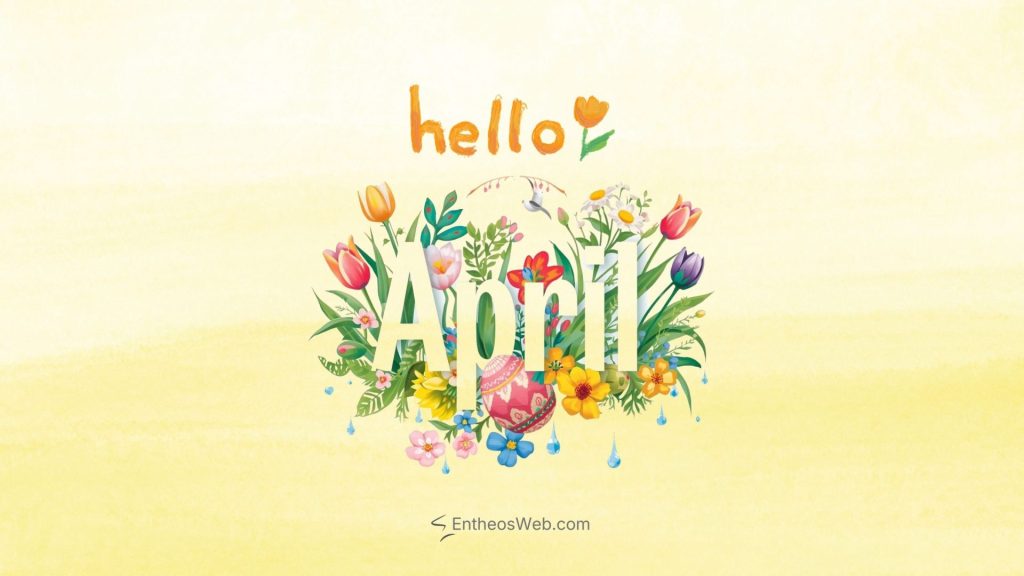 Hello april desktop wallpaper easter and tulips