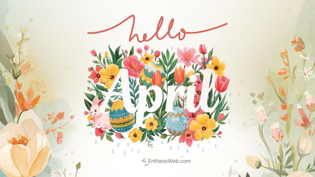 Hello april desktop wallpaper floral and easter