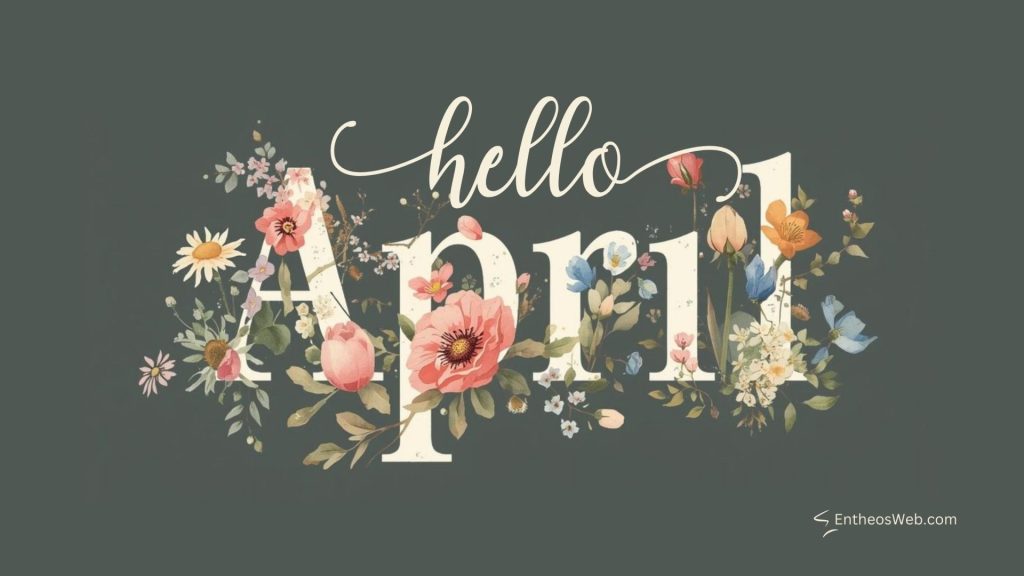 Hello april desktop wallpaper floral typography