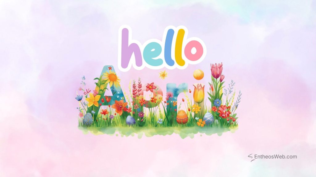 Hello april desktop wallpaper flowers and easter eggs