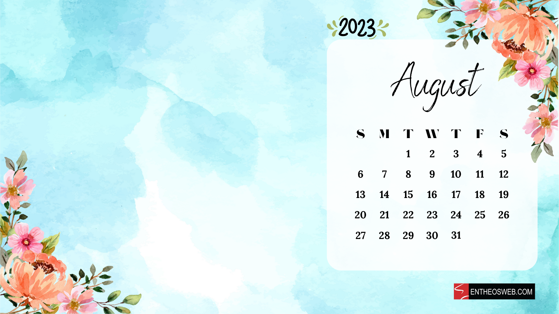 August 2023 Calendar Desktop Wallpaper | EntheosWeb