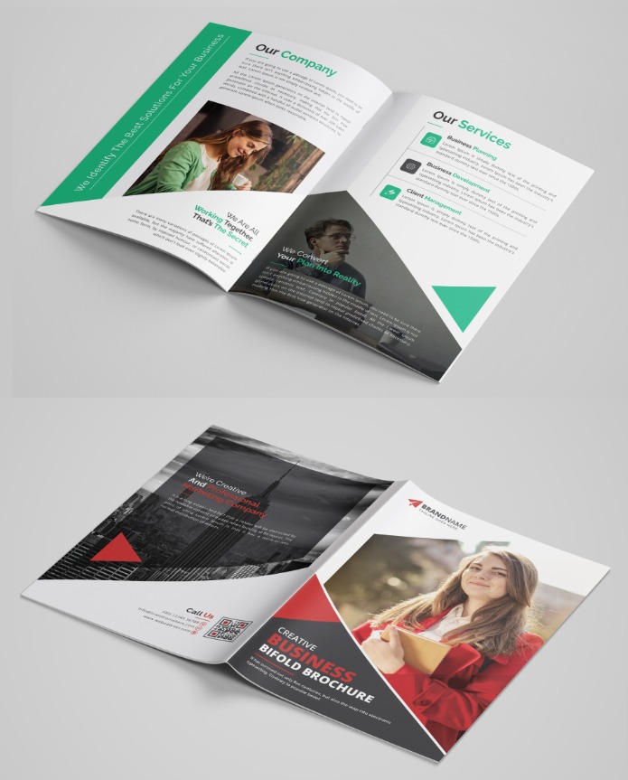 Business bifold brochure template v14