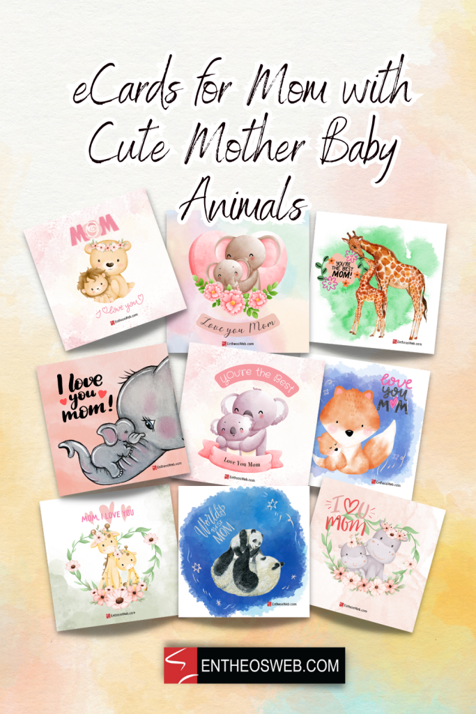 Mom ecards with cute animals pin
