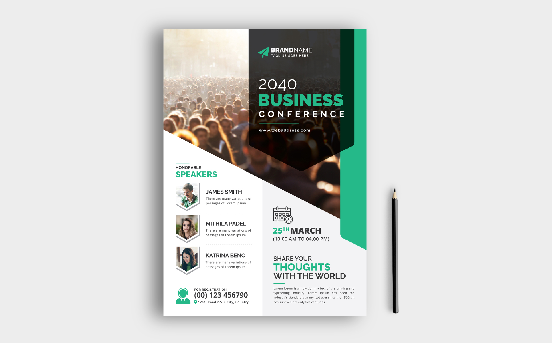 Conference flyer leaflet pamphlet for annual general meeting seminar lecture workshop v2