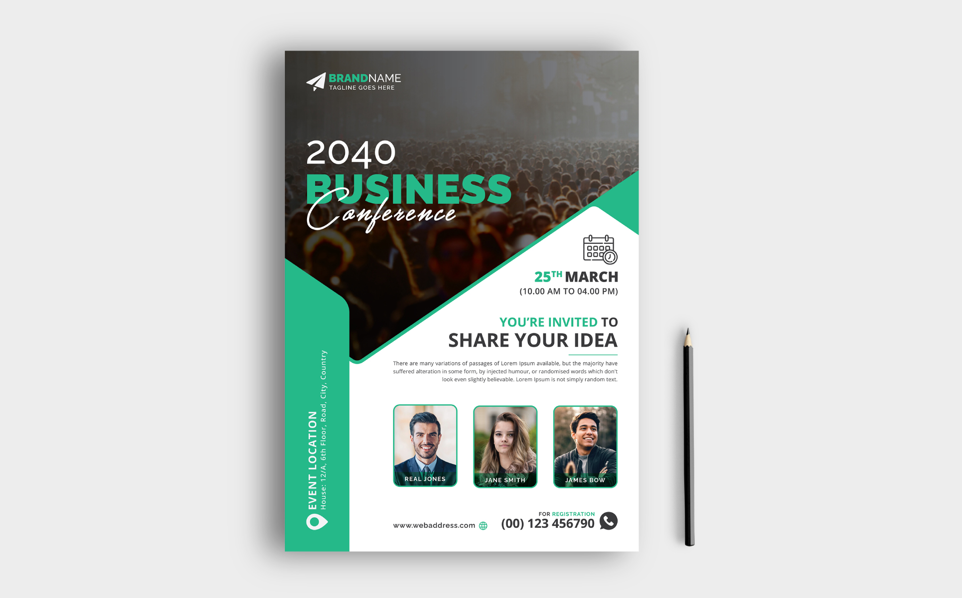 Conference flyer leaflet pamphlet for annual general meeting seminar lecture workshop v6