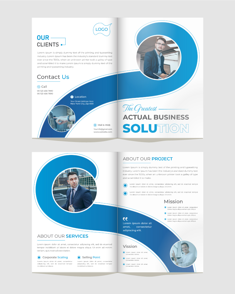 Modern business corporate bi fold brochure design template