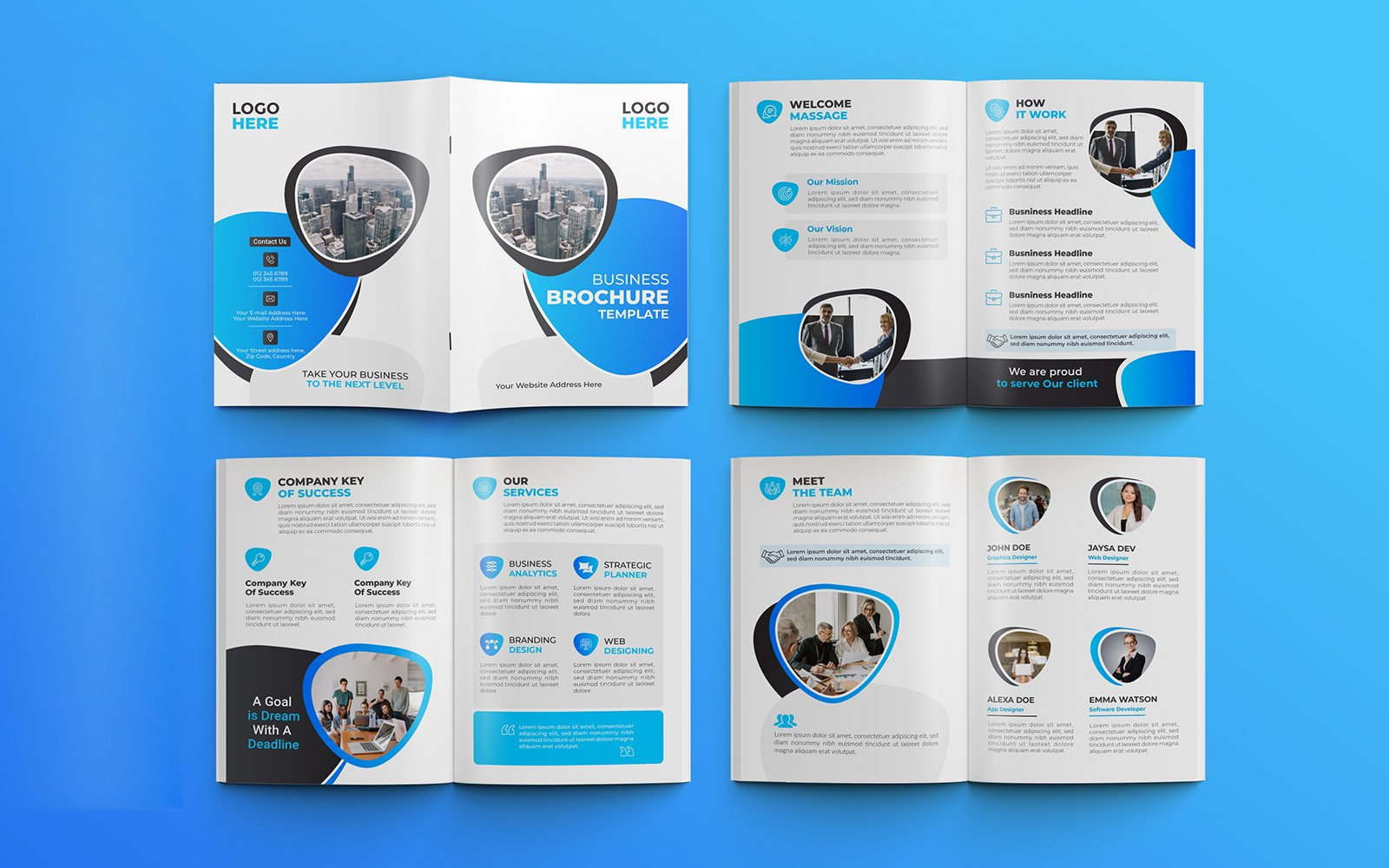Image 33 | 8 page business brochure templates creative and modern designs | entheosweb Business proposal 8 pages multipurpose brochure template