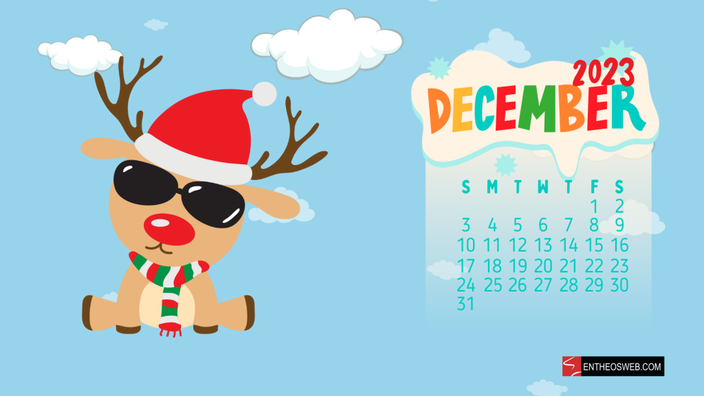 December 2023 desktop wallpaper cool reindeer