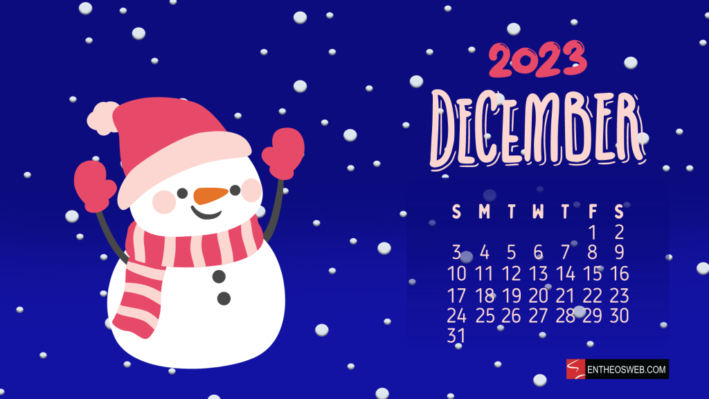 December 2023 desktop wallpaper snow snowman