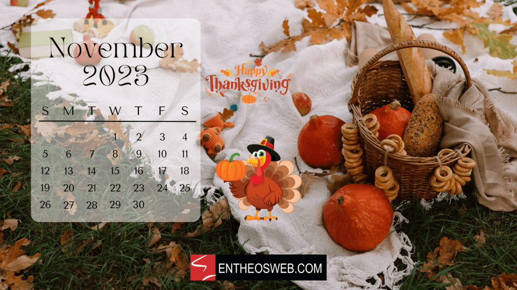 November 2023 calendar desktop wallpaper happy thanksgiving