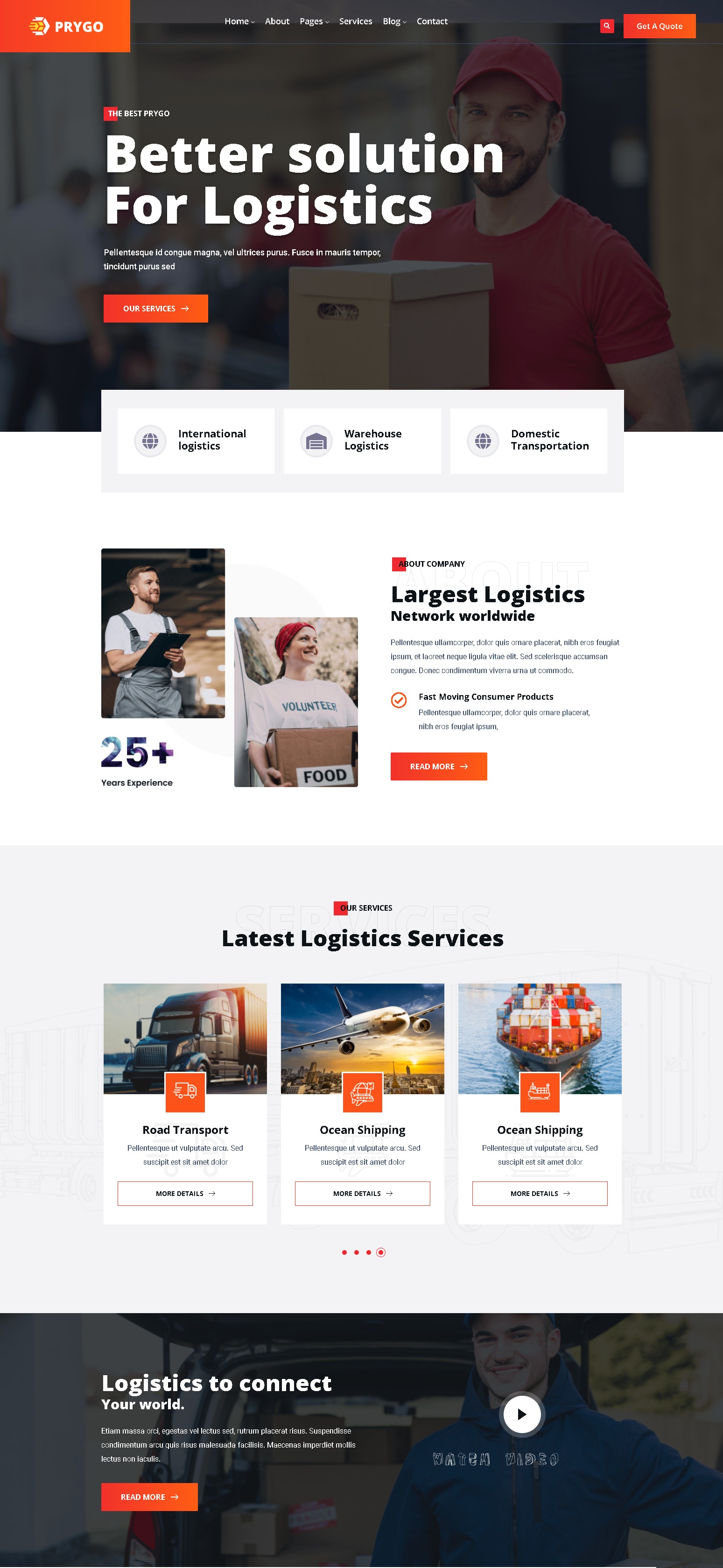 Prygo   transport  logistic wordpress theme