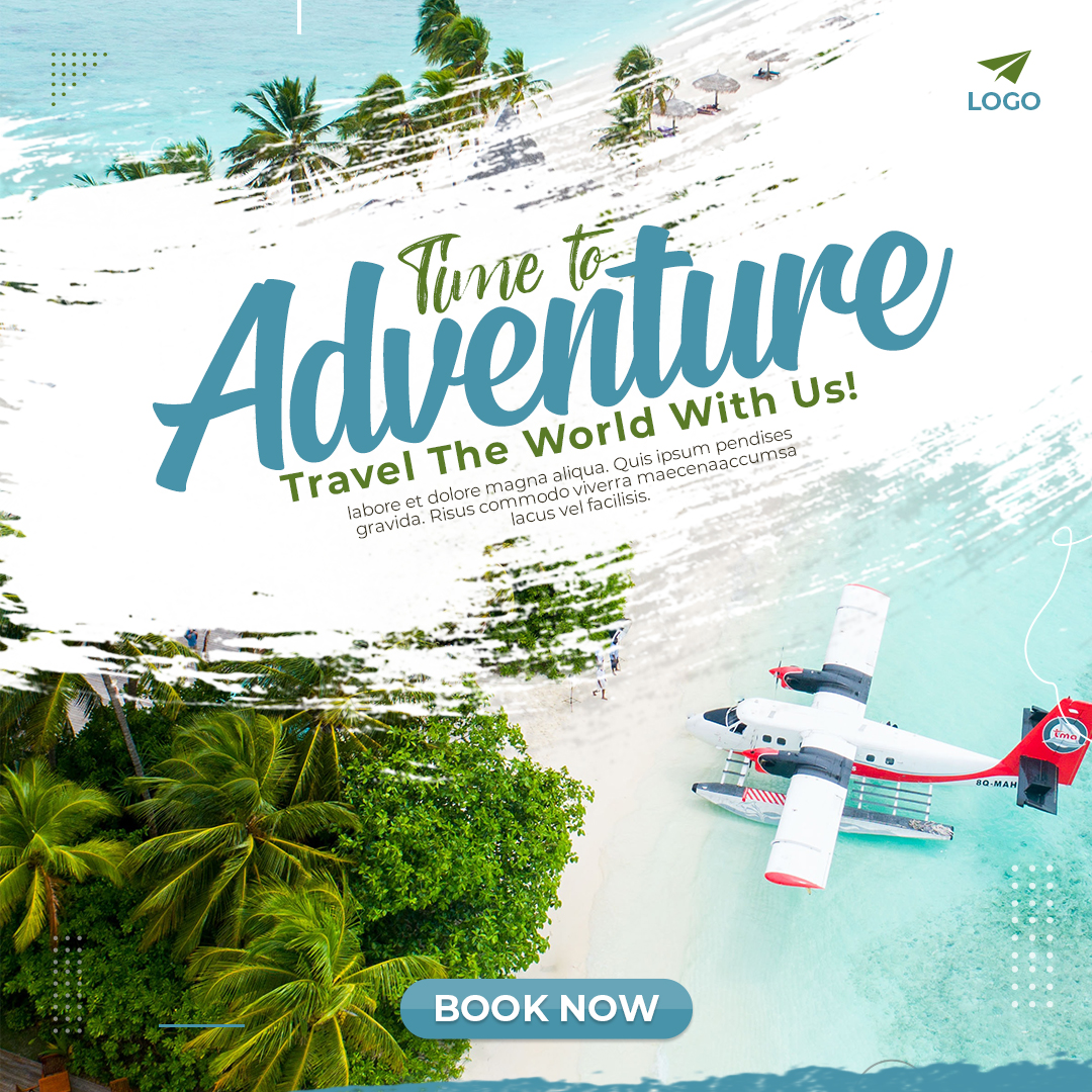 Adventure travel tours dream destination social media instagram and facebook post design template