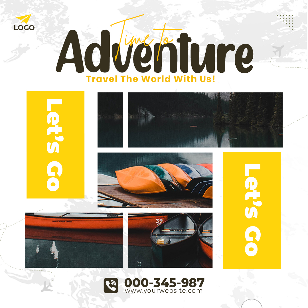 Adventure travel tours dream destination instagram and facebook social media post design template