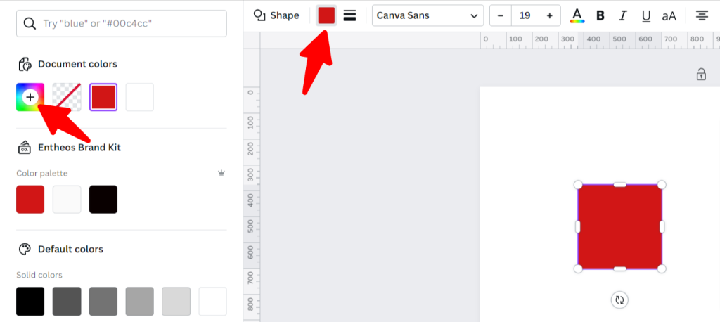 Select the color box to create a gradient