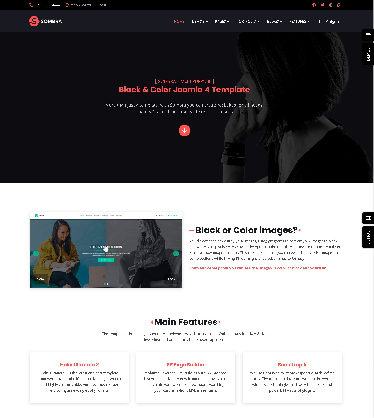 Sombra   black  color multipurpose joomla template
